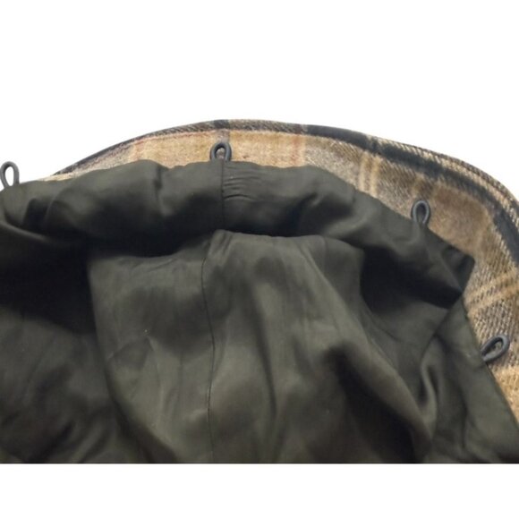 Vintage Juicy Couture Navy Plaid Wool Cashmere Coat Jacket Belted Hooded Size 2 - Picture 12 of 16